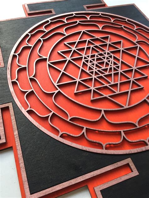 Orange Sri Yantra Wall Art Laser Cut Sacred Geometry Sri Etsy