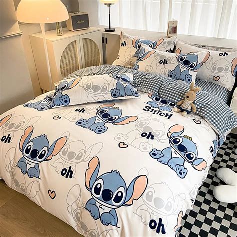 Disney Cartoon Stitch Conjunto de cama capa de edredão fronha Mickey