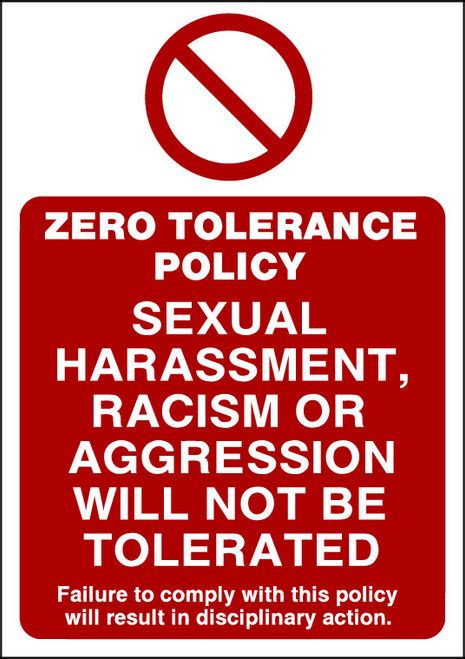 Zero Tolerance Signs Signs 2 Safety