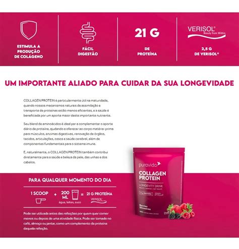 Collagen Protein Pura Vida G Col Geno Berries Silvestres Mercado Livre