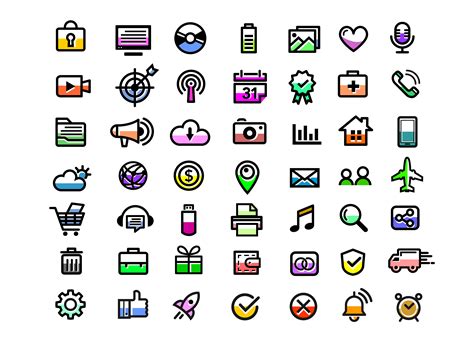 Set Of High Quality Colorful Web Icons Vector Art At Vecteezy