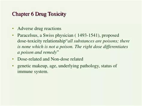 Ppt Chapter 6 Drug Toxicity Powerpoint Presentation Free Download