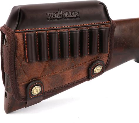 Tourbon Leather Buttstock Cheek Rest With Rifle Shell Holder Right