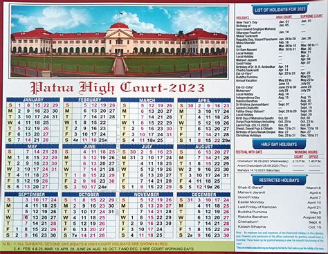 Delhi High Court 2025 Calandar