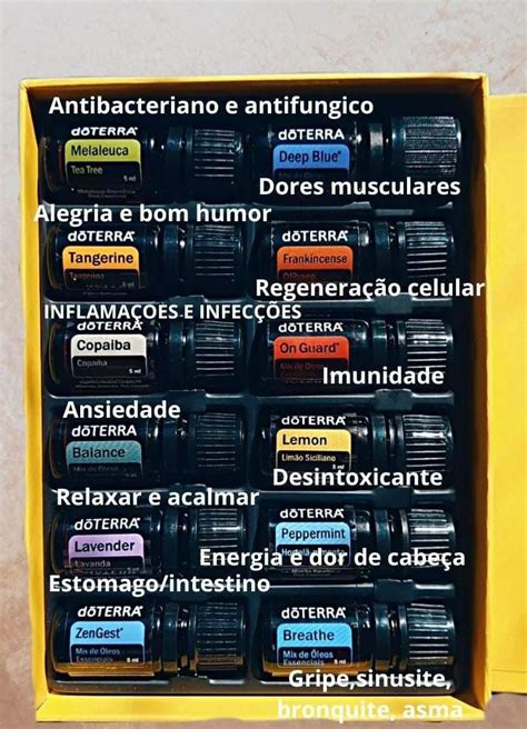 12 óleos Essenciais Kit Living Brasil Dōterra Óleos Essenciais Doterra Óleo Essencial Doterra