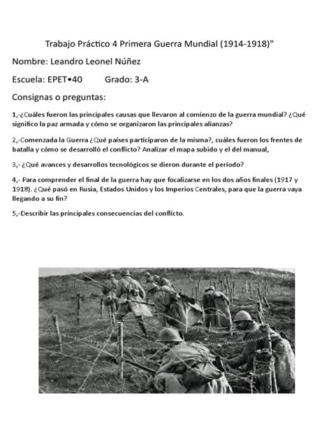 Trabajo De Historia Primera Guerra Mundial Pdf