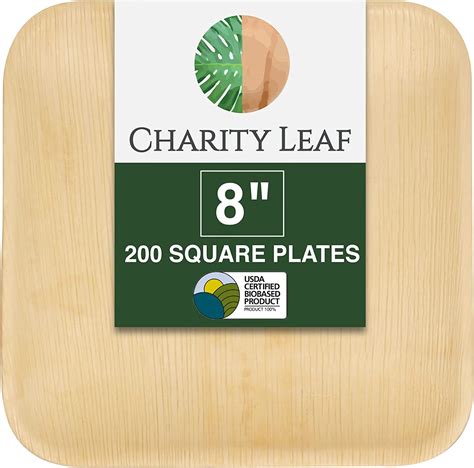 Charity Leaf Platos Desechables De Hoja De Palma Cuadrados De