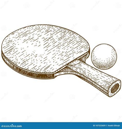 Illustrazione Dell Incisione Della Racchetta E Della Palla Di Tennis