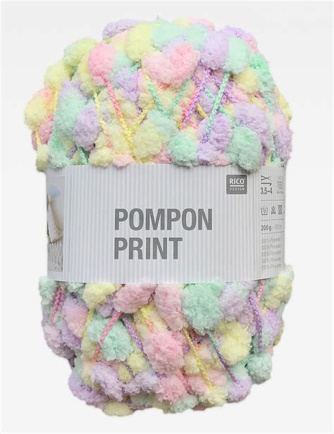 Rico Pompon Print Rose Multi Colour 025 Pom Pom Yarn 200g