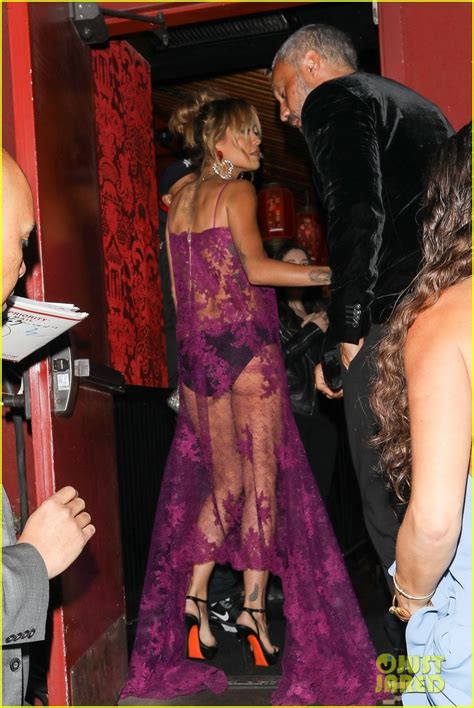 Rita Ora Wears Completely Sheer Lace Dress To Pre Golden Globes Party