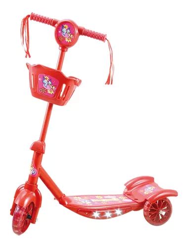 Patinete Infantil Menina Menino Musical 3 Rodas Cesta E Luz