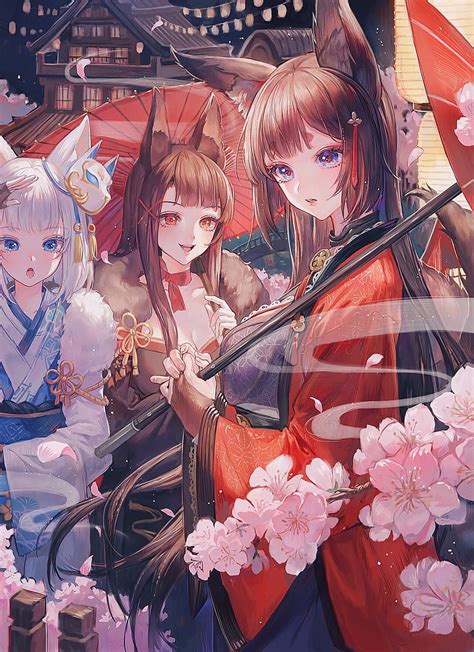 Kaga Azur Lane Akagi Azur Lane Amagi Azur Lane Women Fox Girl