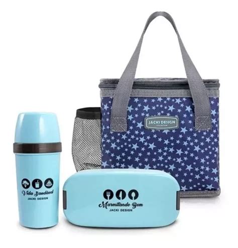 Kit P S Bolsa T Rmica Feminina Lanche Marmita Garrafa Mercadolivre