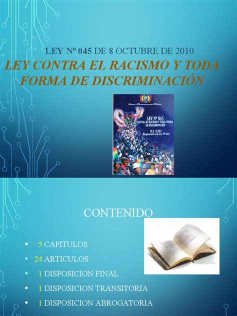 Ley 045 Contra Racismo Toda Forma De Discriminación Pdf Racismo