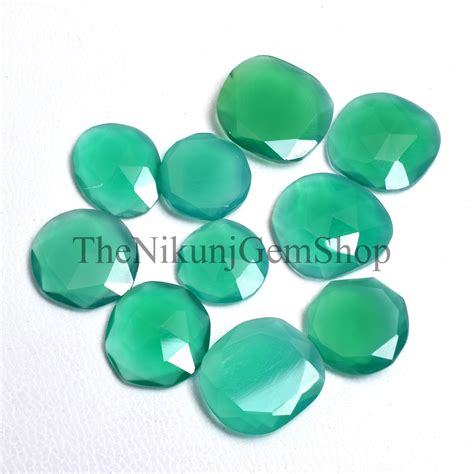 10 Pcs Wholesale Green Onyx Faceted Gemstone Lot Faceted Etsy