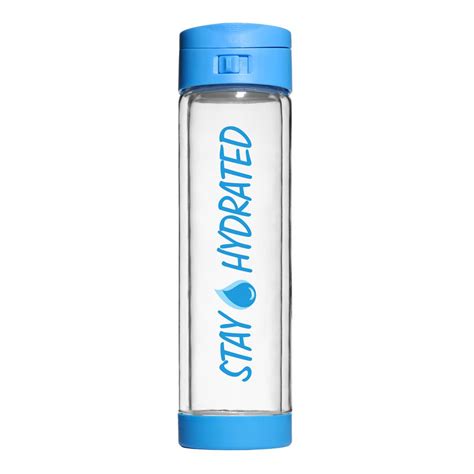 Stay Hydrated Blue Bottle Glass Water Bottle Hint Water