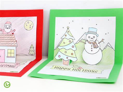 Christmas Craft - Summer and Winter Pop Up Card Templates | Teach Starter