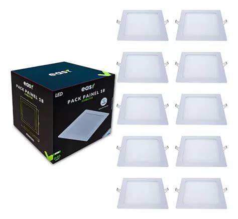 Kit De 10 Paneles LED Empotrados Para Techo 18 W Cuadrados 6500 K