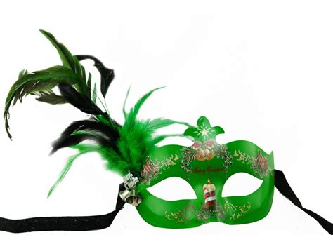 Loup Masque V Nitien De No L Avec Plumes Vert