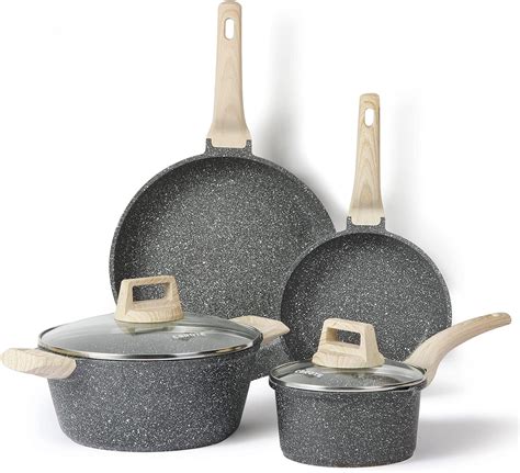 Carote Lot De 6 Poele Induction Poêle à Frire 20cm 26cm Casseroles 24cm 16cm Avec Couvercles