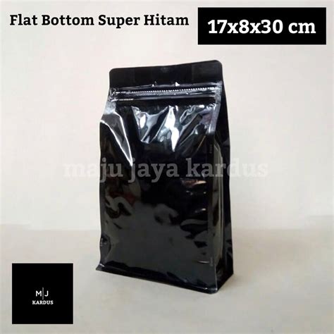 Jual Plastik Kopi Kemasan Kopi Flat Bottom Super Hitam 17x8x30 Cm 2kg