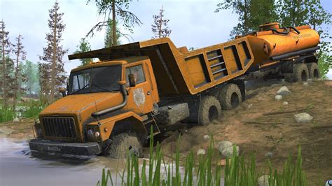 Spintires Mudrunner Ural Susha Dump Truck Driving Offroad