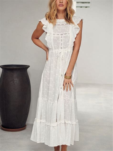 Bianca Robe Jaase Longue Coton Brod Boh Me Chic