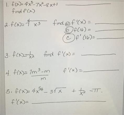 Solved 1 F X 4x3−7x2−8x 1 Find F′ X 2 F X 4x3 Find