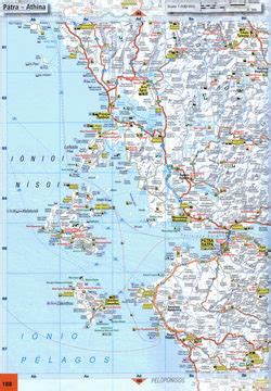 Detailed map Greece Ellada scale with cities towns roads natural ...