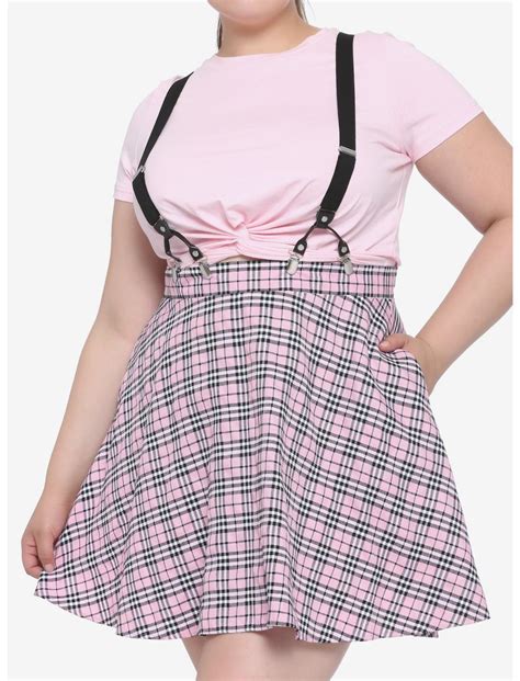 Pink Plaid Suspender Skirt Plus Size Hot Topic