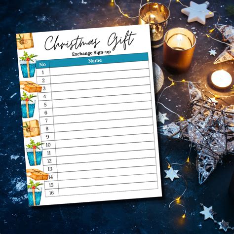 Christmas Gift Exchange Sign up Sheet Gift Exchange Sign up Sheet