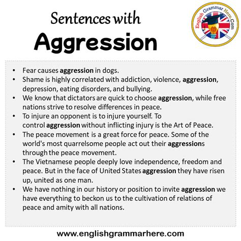 Sentences with Aggression, Aggression in a Sentence in English ...