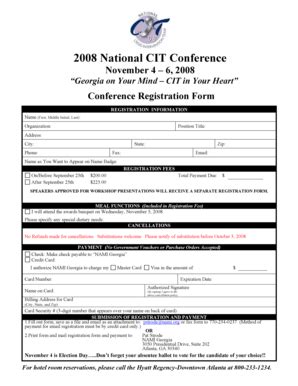 Fillable Online Namiga CIT Conference Registration Form R3 Doc Namiga