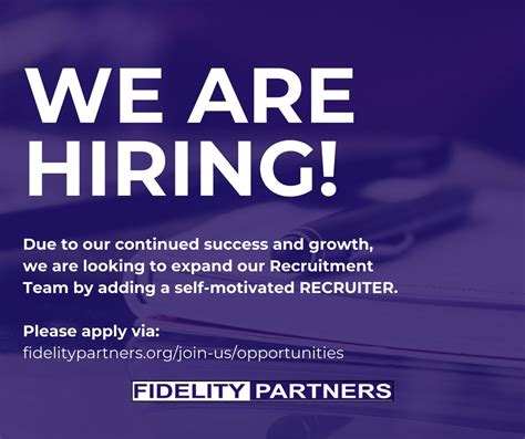 Fidelity Partners On Twitter We Are Hiring A Recruiter In The