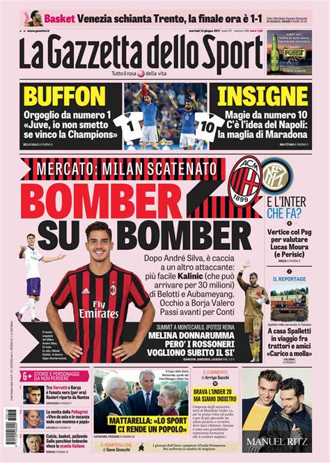 Prima Pagina De La Gazzetta Dello Sport Del Giugno