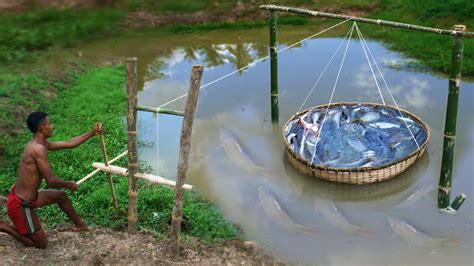 Technology Build Unique Primitive Fish Trapping Tool Using Bamboo To