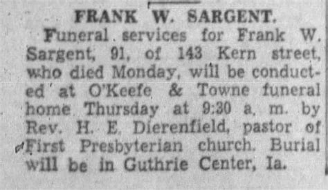 Obituary For Frank W Sargent Aged 81 ™