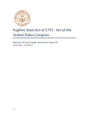 Fugitive Slave Act Of Act Of The United States Congress Docx