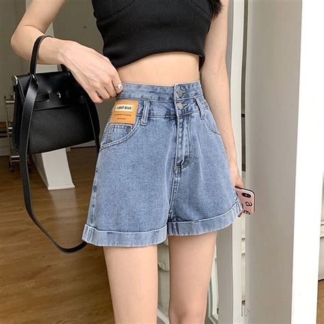 Xpqbb Summer Blue Denim Shorts For Women Korean Fashion High