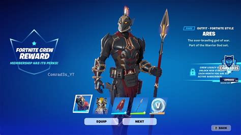 Fortnite April Crew Pack Showcase All Legacy Styles Ares Crew