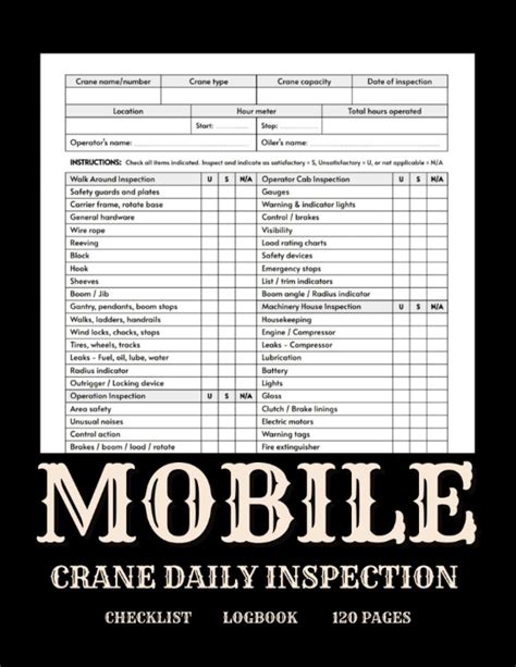 Buy Mobile Crane Daily Inspection Checklist Logbook A Comprehensive