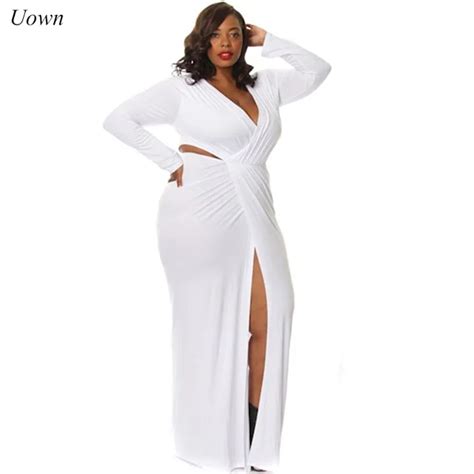 Buy 2018 Sexy White High Slit Maxi Dress Women Plus Size Bandage Long Dress