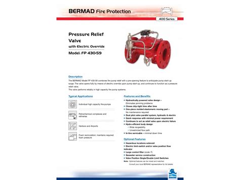 Pressure Relief Valve Bermad