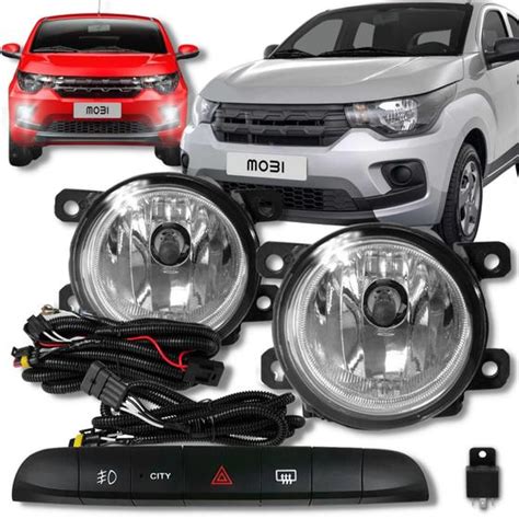 Kit Completo Farol De Milha Farolete Auxiliar Fiat Mobi