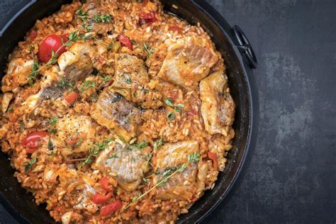 Traditional Louisiana Fish Jambalaya Dish Creole Cajun With Rice And