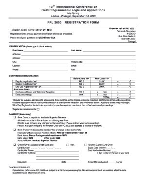 Fillable Online FPL 2003 REGISTRATION FORM Fax Email Print PdfFiller