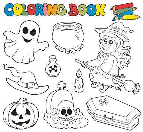 Coloring Book With Halloween Images Spooky Ghost Artwork Vector Spooky