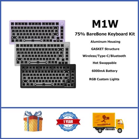 Monsgeek M W Aluminum Barebone Keyboard Kit Wireless Hot Swappable Custom Keyboard With Knob