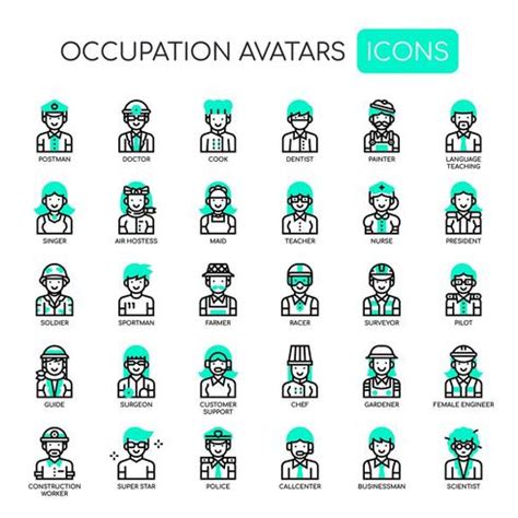 Occupation Avatars Thin Line And Pixel Perfect Icons 680966 Vector