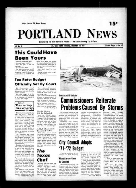 Portland News Portland Tex Vol 6 No 47 Ed 1 Thursday